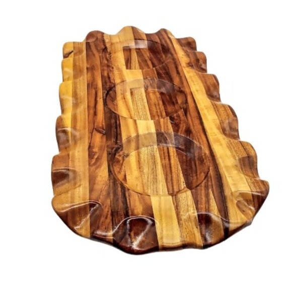 Vintage MacKenzie Childs Acacia Wood Serving Tray - Picture 1 of 5